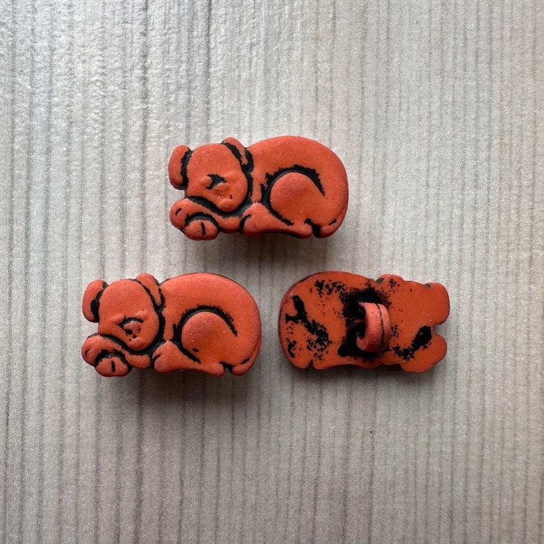 Plastik Knap Hund Terracotta - 17 mm