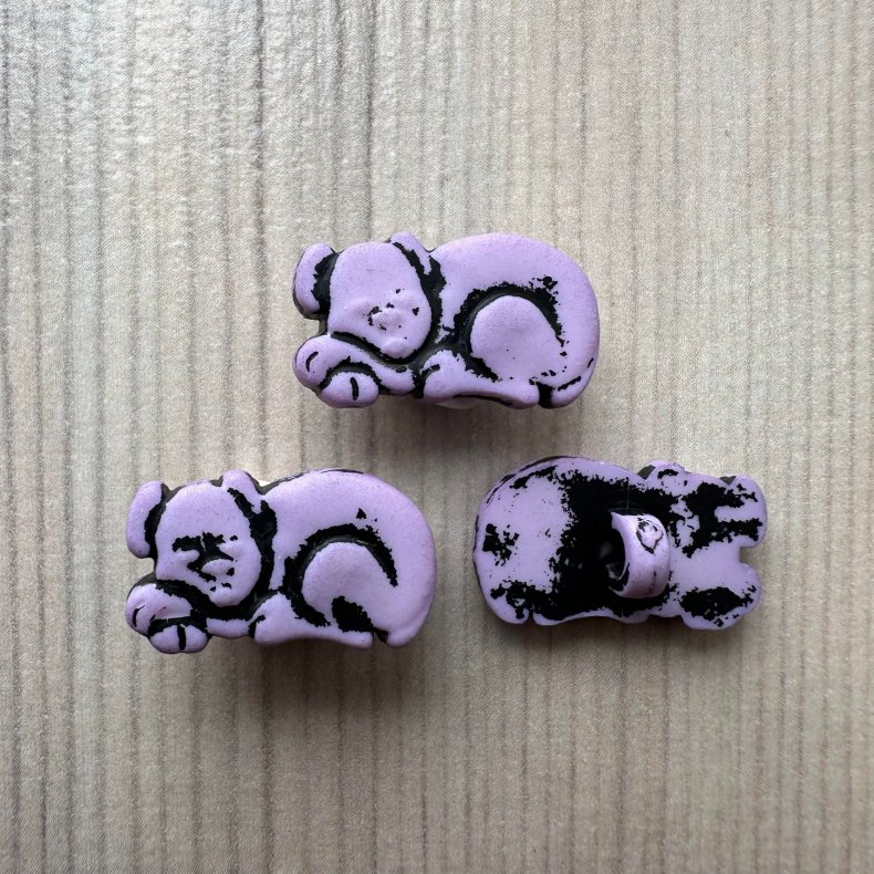 Plastik Knap Hund Lilla - 17 mm
