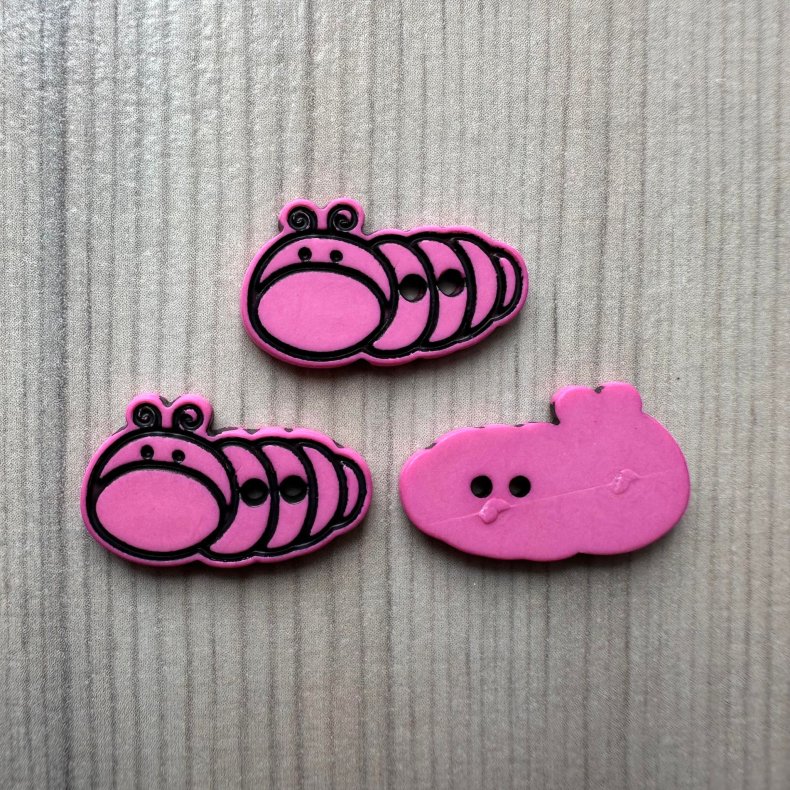 Plastik Knap Larve Pastel Pink - 22 mm