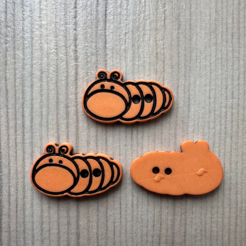 Plastik Knap Larve Pastel Orange - 22 mm