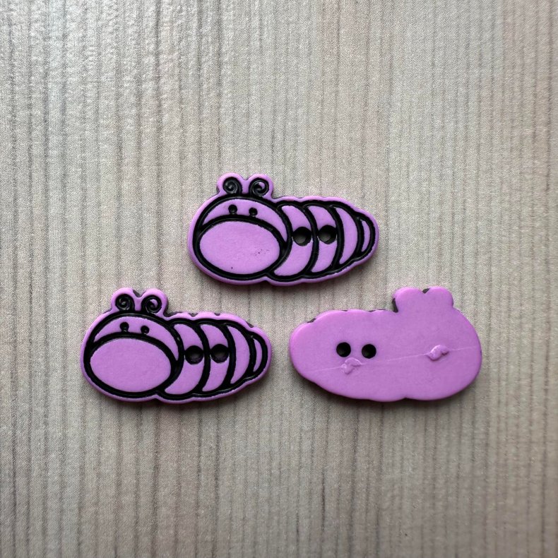 Plastik Knap Larve Pastel Lilla - 22 mm