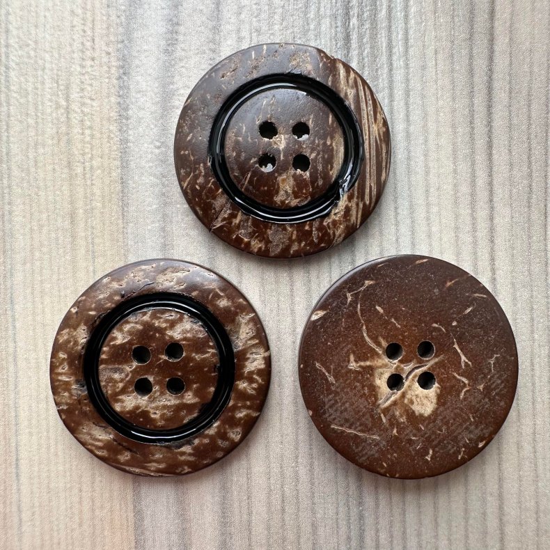 Plastik Knap Kokosstruktur Sort - 26 mm