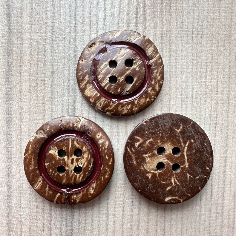 Plastik Knap Kokosstruktur bordeaux - 22 mm