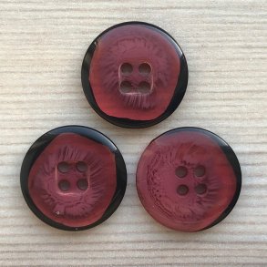 Plastik Knap Rosa med Mrk Kant - 20 mm