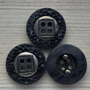 Plastik Knap Sort Med Metal Midte - 18 mm