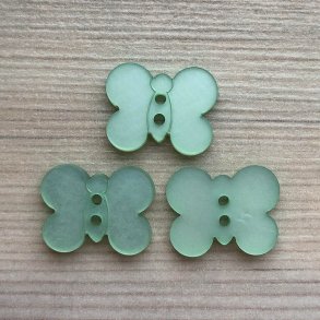 Plastik Knap Sommerfugl Lysegrn - 16 mm