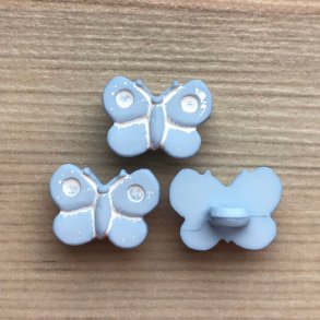 Plastik Knap Sommerfugl Lysebl - 13 mm