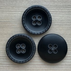 Plastik Knap Mnster Kant Sort  - 20 mm