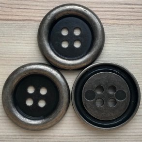 Plastik Knap Metallook i Slv - 38 mm