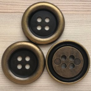 Plastik Knap Metallook i Guld - 38 mm