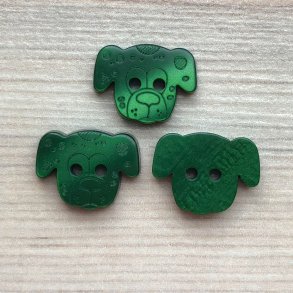 Plastik Knap Hunde Hoved Grn - 12 mm