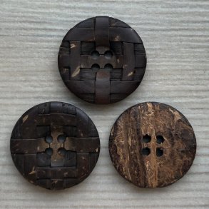 Kokos Knap Med Flet - 20 mm