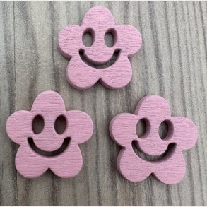 Tr� Knap Smiley Hovede Rosa - 20 mm