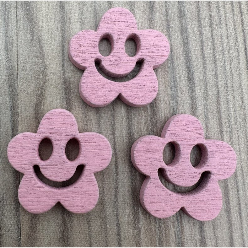 Tr� Knap Smiley Hovede Rosa - 20 mm