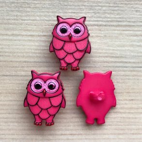 Plastik Knap Ugle Pink - 18