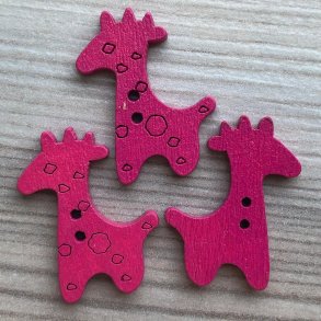 Tr Knap Giraf i Mrk Pink - 25 mm