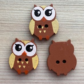 Tr Knap Ugle Brun - 21 mm