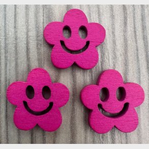 Tr� Knap Smiley Hovede Pink - 20 mm