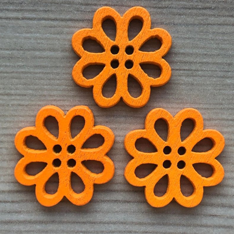 Tr Knap Blomst Orange - 20 mm