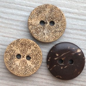 Kokos Knap med Mrk Mnster - 15 mm