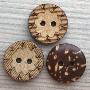 Kokos Knap med Mrk Mnster - 15 mm