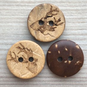 Kokos Knap med Mrk Mnster - 15 mm