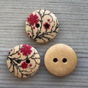 Tr Knap med Farve og Mnster - 15 mm