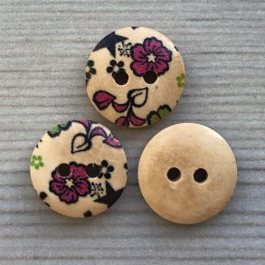 Tr Knap med Farve og Mnster - 15 mm