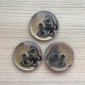 Plastik Knap Sommerfugl Motiv Klar - 15 mm