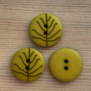 Plastik Knap Med Bladmotiv Grn - 15 mm