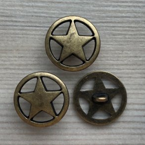 Metal Knap Stjerne Bronzelook  - 18 mm 