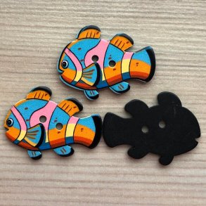 Plastik Knap Fisk Turkis/Orange - 28 mm
