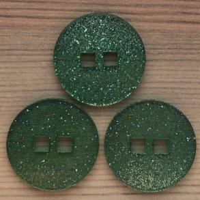 Plastik Knap Grn med glimmer - 25 mm