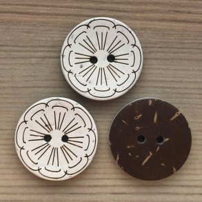 Kokos Knap Hvid - 22 mm