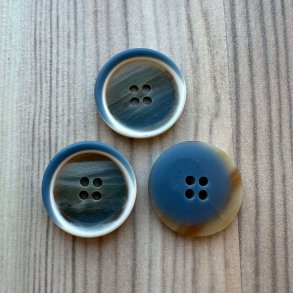 Plastik knap, brun og bl farveskift - 20 mm