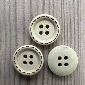 Tr Knap Med Stikning Lysegul - 15 mm