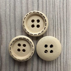 Tr Knap Med Stikning Cream - 15 mm