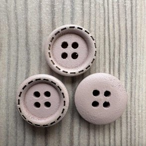 Tr Knap Med Stikning Pudder - 15 mm