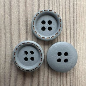 Tr Knap Med Stikning Bl - 15 mm