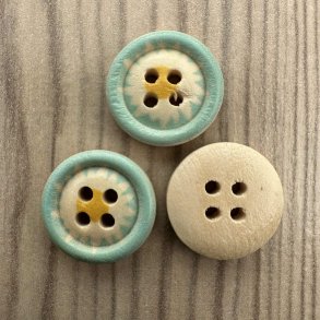 Tr Knap Rund Blomst Mint - 15 mm 