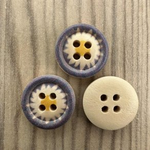 Tr Knap Rund Blomst Lilla - 15 mm 