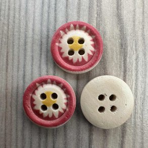 Tr Knap Rund Blomst bordeaux - 15 mm 