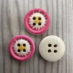 Tr Knap Rund Blomst Pink - 15 mm 