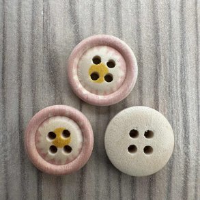 Tr Knap Rund Blomst Rosa - 15 mm 