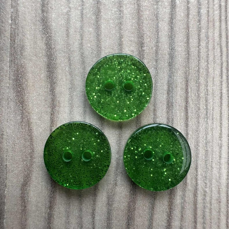 Plastik Knap Glimmer Grn - 12 mm