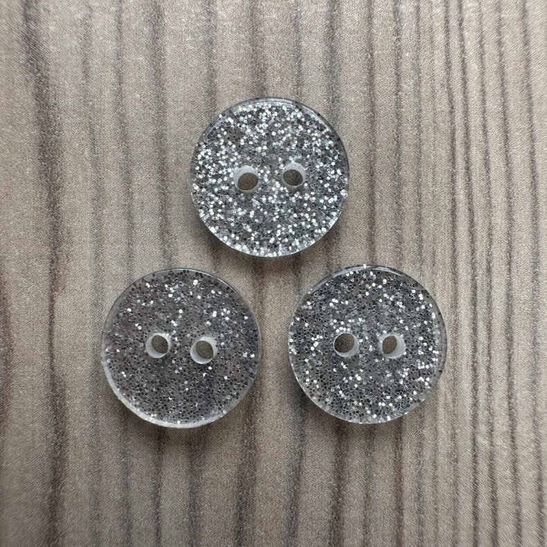 Plastik Knap Glimmer Klar - 12 mm
