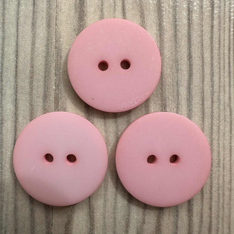 Plastik Knap Rund Rosa - 22 mm