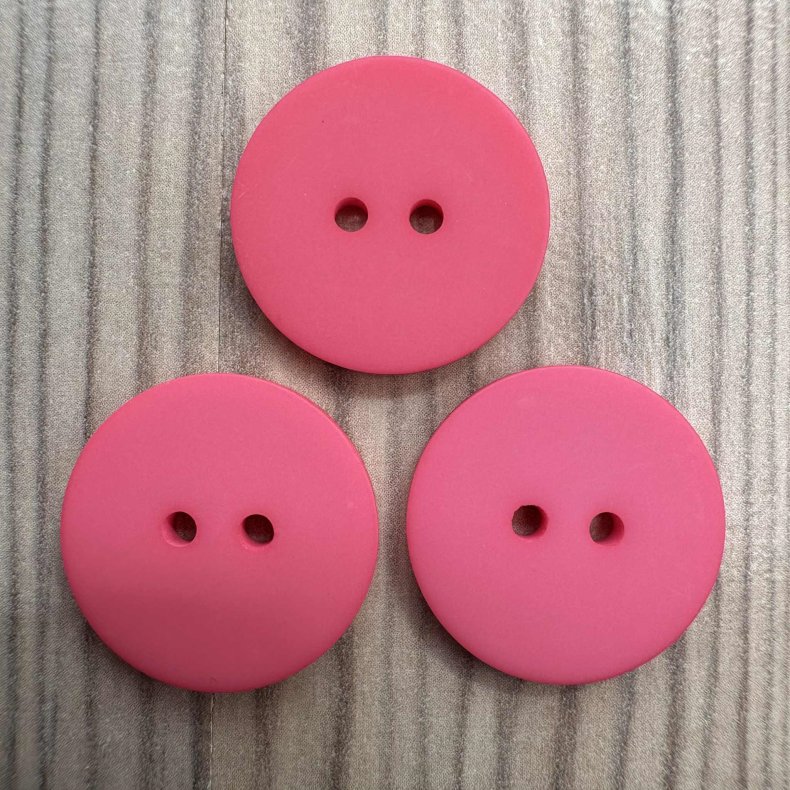 Plastik Knap Rund Pink - 22 mm