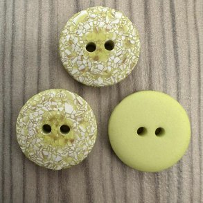 Plastik knap, lime med hvide pletter - 20 mm