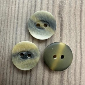 Plastik knap, beige og gr meleret - 15 mm